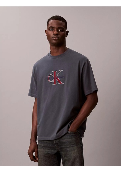 Calvin Klein Ss 16s Trıcolor Monologo Graphıc Erkek Gece Mavi T-shirt-12871 Mavi