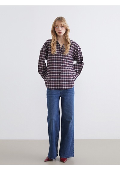 Lcw Vision Kırmızı Ekose Oversize Kadın Oduncu Gömlek