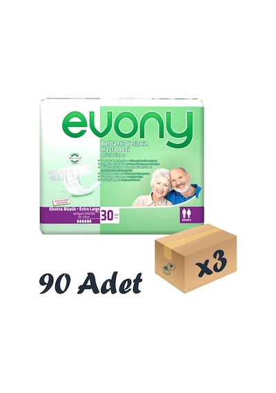 Evony 6 Damla Bel Bantlı Yetişkin Hasta Bezi XL 3 x 90 Adet