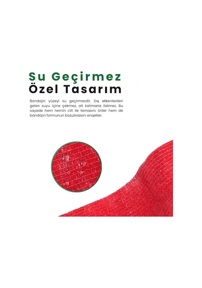 Kendinden Yapışkanlı Elastik Koban Bandaj Kırmızı 12 Adet