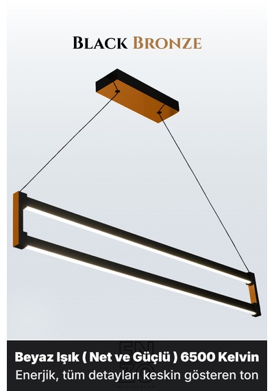 Orion Bronz Lineer Led Sarkıt Avize Kumandalı Dim Edilebilir Aşağı Işık Beyaz Işık