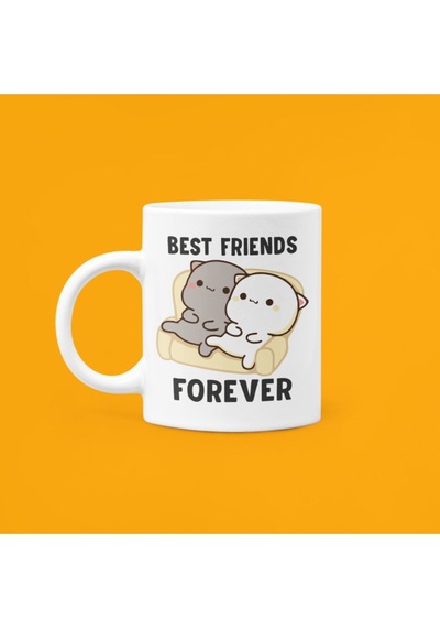 Best Friends Forever Baskılı Porselen Kupa 330 Ml Beyaz