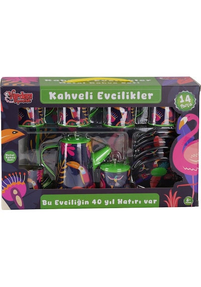 Atf-996-7a-10a 14 Parça Desenli Metal Çay Set