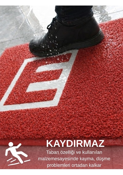 Beylini Eczane Önü Paspası E Logo Giriş İşyeri Eczane Mağaza Girişi Kapı Önü Kıvırcık Hijyen Halısı 60x8 Diğer
