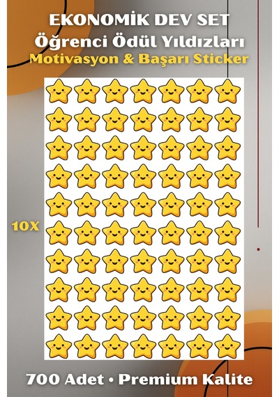 Ekonomik Dev Set - Öğrenci Ödül Yıldızları 700 Adet Motivasyon & Başarı Sticker A4 Premium Çok Renkli