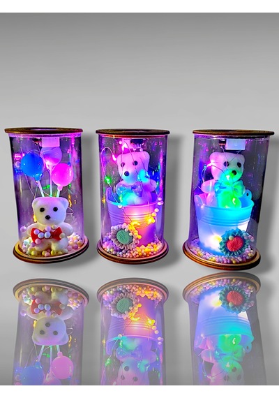 Led Işıklı Sevgililer Günü Cam Aşk Fanusu Orta Boy-pil Hediyeli