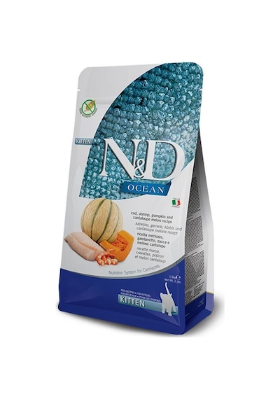 N&D Ocean Kitten Morina Balıklı Balkabaklı Karidesli Kavunlu Kedi Maması 1500 G