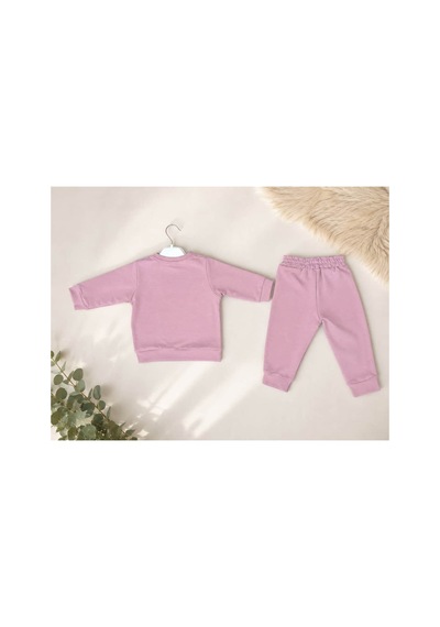 Haknur Cute Rabbit Baskılı Eşofman Takımı - Pudra Pembe