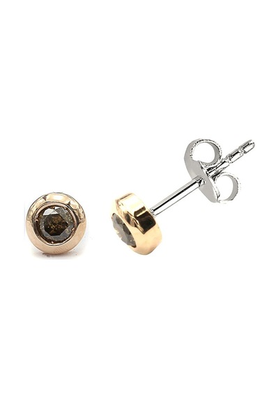 0.30 Karat Brown Pırlanta Rose Altın Küpe 18 Ayar