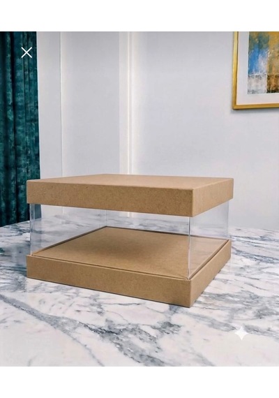 Asetat Gelin Damat Çeyiz Bohça Kutusu Kraft Şeffaf Katlanabilir Demonte Orta Boy 33 33 25cm 1adet
