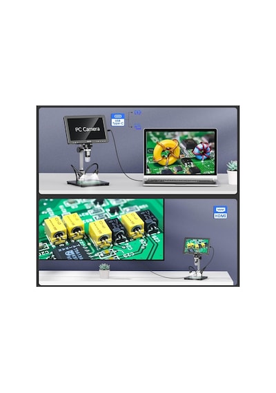 Dijital Mikroskop Tamirci Mikroskobu 10.1" Ips Lcd Hd Ekran Hdmı Ve Usb Bağlantısı 2000x Büyütme 20mp Şarjlı Tam Set