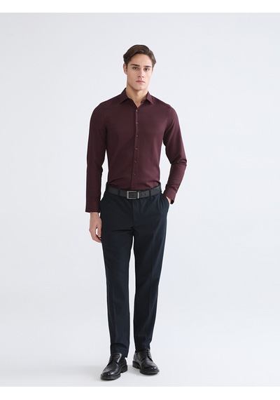 Lcw Busıness Bordo Slim Fit Armürlü Erkek Gömlek