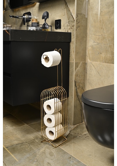 Altın Yedekli Oval Köşeli Dik Wc Tuvalet Kağıtlık /düzenleyici / Dispenser / Metal /paslanmaz/askı Altın