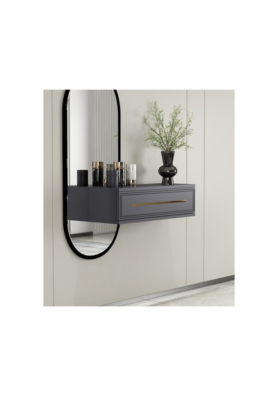Glow 70cm Duvara Monte Kapaklı Raflı Modern Dresuar Antrasit-altın Antrasit-altın Glow 70cm Duvara Monte Kapaklı Raflı Modern Dresuar Antrasit-altın Antrasit-altın