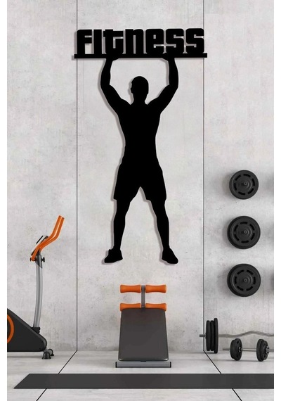 Fitness Gym Ahşap Duvar Dekoru-spor Salonu Dekoru 80x45 Büyük Boy