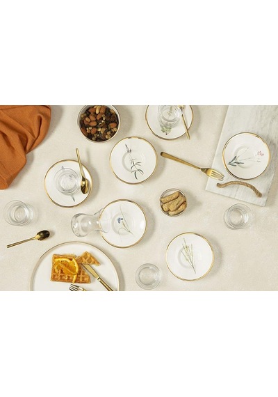 Botanical 12 Parça 6 Kişilik Çay Takımı Açık Gri