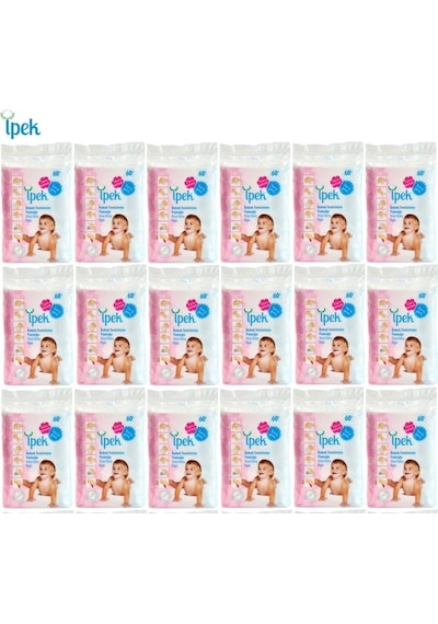 İpek Maxi 60'lı 18 Paket Bebek Temizleme Pamuğu