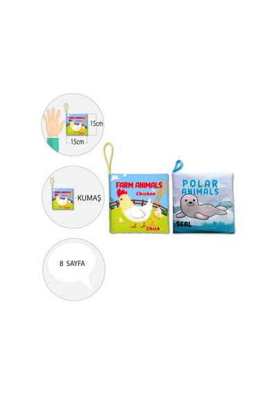 2 Kitap Tox Ingilizce Çiftlik Hayvanları ve Kutup Hayvanları Kumaş