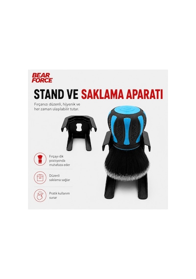 Robeve Bear Force Xl Ultra Yumuşak Oto Detay Fırçası Araç Iç Ve Dış Temizlik Fırçası Ergonomik Tutuş Çizmeden Temizlik Stand Dahil Jant, Havalandırma, Torpido Ve Detay Temizleme Fırçası
