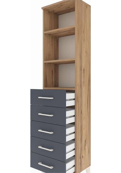 Arges Dolap 3 Raflı 5 Çekmeceli 44x30x182 Çam-antrasit Çam