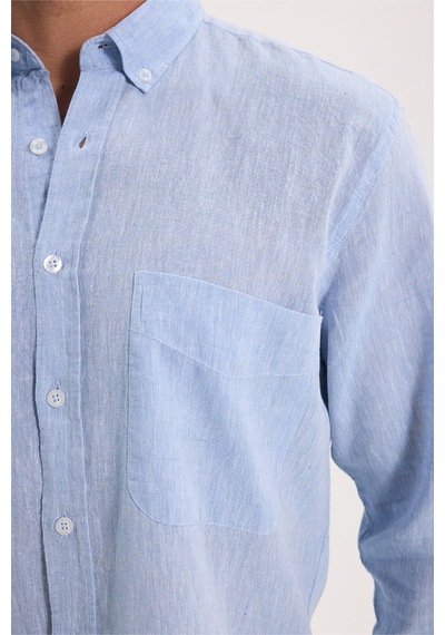 Tudors Erkek Regular Fit Klasik Kesim Oversize Pamuklu Keten Doku Düğmeli Yaka Mavi Gömlek-42585 Tudors Erkek Regular Fit Klasik Kesim Oversize Pamuklu Keten Doku Düğmeli Yaka Mavi Gömlek-42585