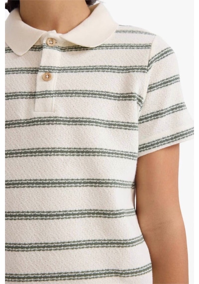 Defacto Erkek Çocuk Regular Fit Polo Yaka Çizgili Kısa Kollu Polo Tişört G6731a826smer105 Ekru-er105