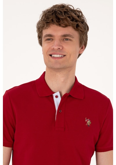 U.S. Polo Assn. Erkek Slim Fit Polo Yaka Bordo Basic Tişört 50310669-VR014