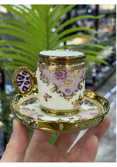 Caviar Lüx Porselen 6 Lı Fincan Takımı Purple-4924 Çok Renkli
