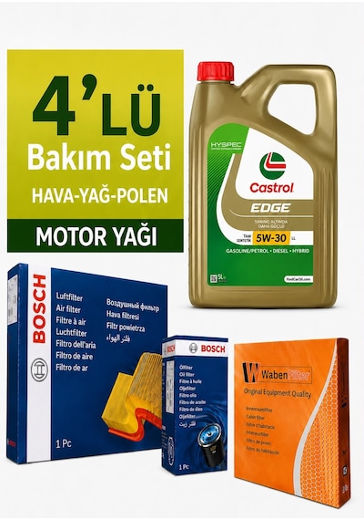 Bosch Citroen C-elysee 1.6 Dizel Filtre Bakım Seti-castrol Edge 5w30 5lt 2017-2019 4 Lü