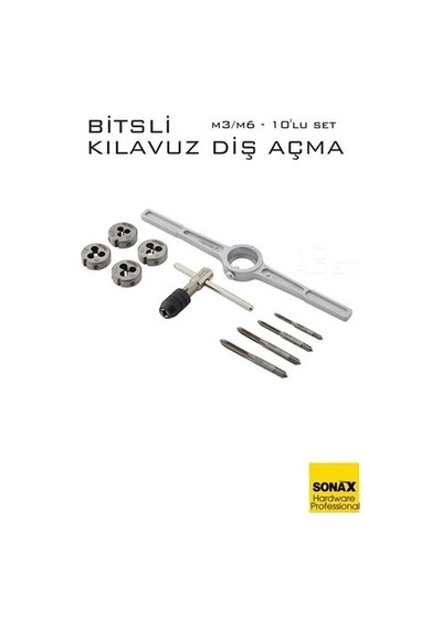 Mey İthalat 10'lu Bitsli Diş Açma Kılavuz Seti Endüstriyel Çelik, Dişli Matkap Ucu 722465