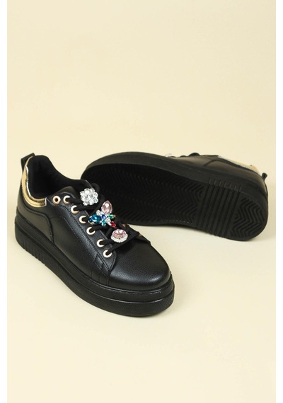 Taşlı Sneakers Siyah-Siyah