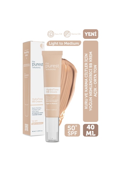 The Purest Solutions Kuru ve Karma Ciltler İçin Yoğun Nemlendirici BB Krem, SPF 50 + 40 ml – Açık / Orta Ton