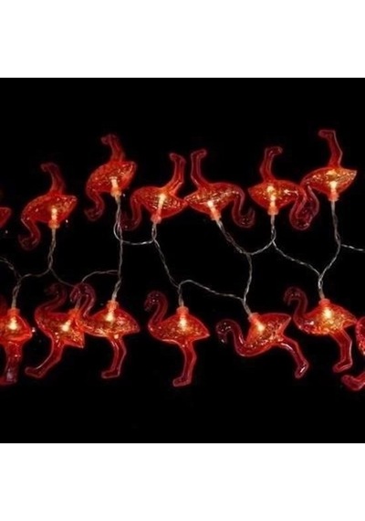 10lu Pilli Led Flamingo Dekoratif Işık Zinciri Aydınlatma 1,5 Mt Çok Renkli