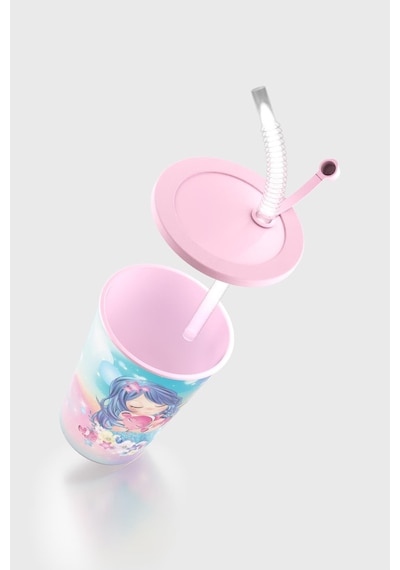 Renga Layt Kids Desenli 420 Ml Pipetli Pp Bardak 142025 Pembe Pembe