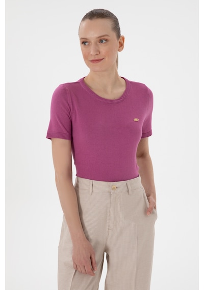 U.S. Polo Assn. Kadın Fuşya Bisiklet Yaka Triko Tişört 50306460-VR023