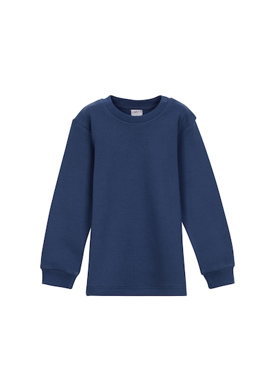 Lovetti Indigo Kız Çocuk Patlı Sıfır Yaka Uzun Kol Tişört İndigo