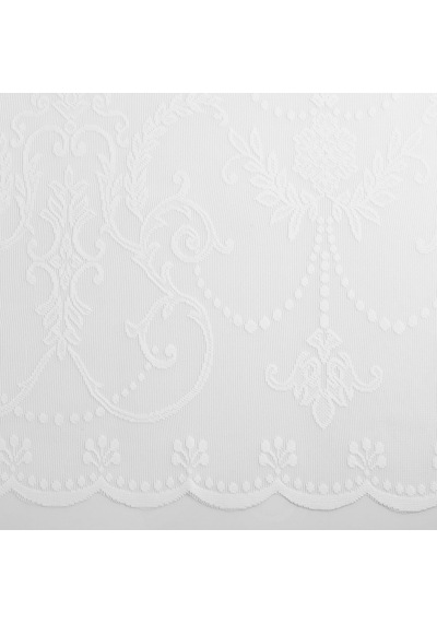 Ariella Çiçekli Dantel Çubuk Cep Perde Paneli, 147 Cm X 213 Cm, Beyaz