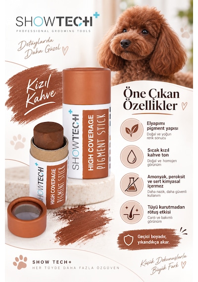 Showtech Colour-ıt El Yapımı Pigment Toz Geçici Köpek Tüy Boyası Kızıl Kahve
