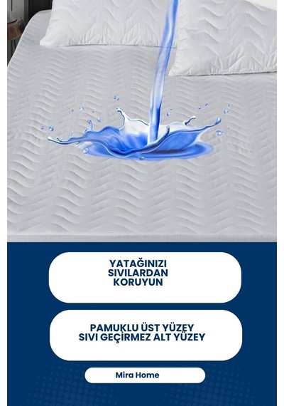 Kapitoneli Çift Kişilik Sıvı Geçirmez Alez Fitted Geçmeli Yatak Koruyucu Beyaz