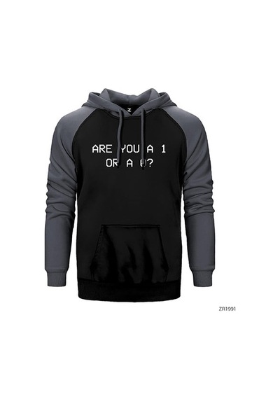 Mr Robot Are You 1 Or 0 Kırmızı Renk Reglan Kol Sweatshirt / Hoodie
