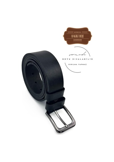 Sermoda 44 Mm Baskılı Kaliteli Suni Deri Erkek Kot Kemeri Siyah