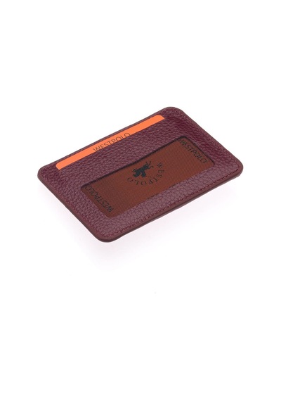 West Polo Hakiki Deri Patlı Bol Kartlıklı Kağıt Para Bölmeli Unisex Kartlık Tr115 Bordo