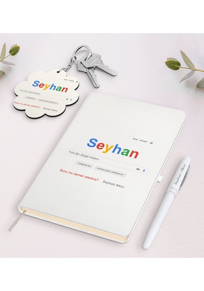 Kişiye Özel Google Yılın En Güzel Kadını Beyaz Defter Kalem Ve An