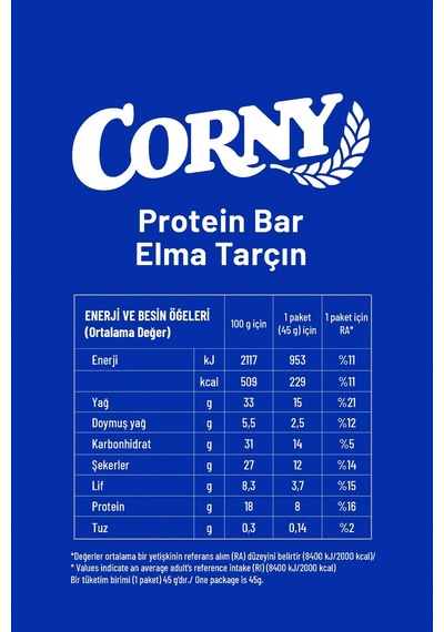 Corny Protein Bar Elma Tarçın 45gr X 12 Adet
