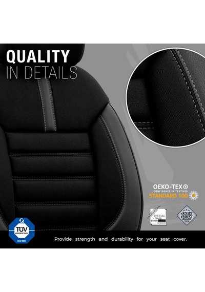 Limited Design Ortopedik Ekstra Destekli Oto Koltuk Kılıfı Tam Set Siyah-gri