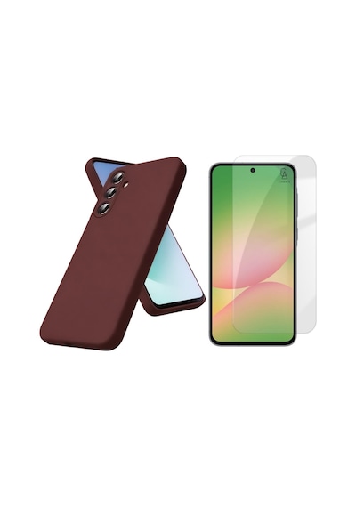 Samsung Galaxy A57 İle Uyumlu Kılıf Esnek Premium Telefon Kılıfı Ve Temperli Cam Ekran Koruyucu Bordo