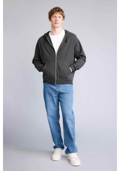Defacto %100 Pamuk Fermuarlı Sweatshirt F9812ax26spar221 Antrasit-ar221