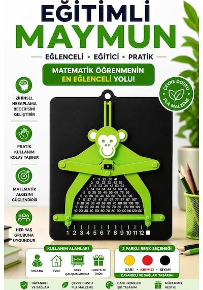 Eğitimli Maymun Matematik Öğrenme Aparatı Eğitici Zihinsel Hesaplama Oyuncağı 3d Baskı