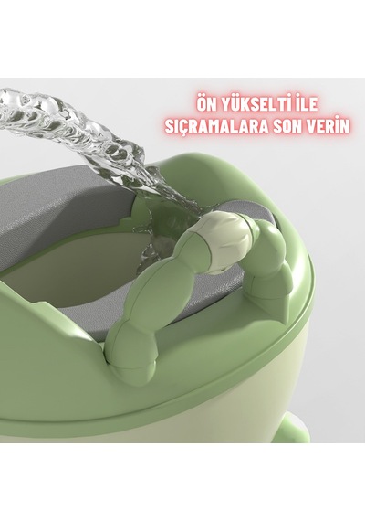 Çocuk Lazımlık Tuvalet Eğitici Taşınabilir Portatif Bebek Tuvaleti Kaymaz Hijyenik Yeşil Yeşil