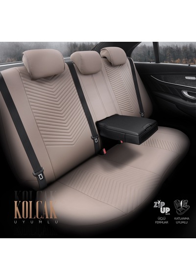 Advanced Design Özel Tasarım Premium Süet-Deri Ekstra Destekli Universal Oto Koltuk Kılıfı Tam Set